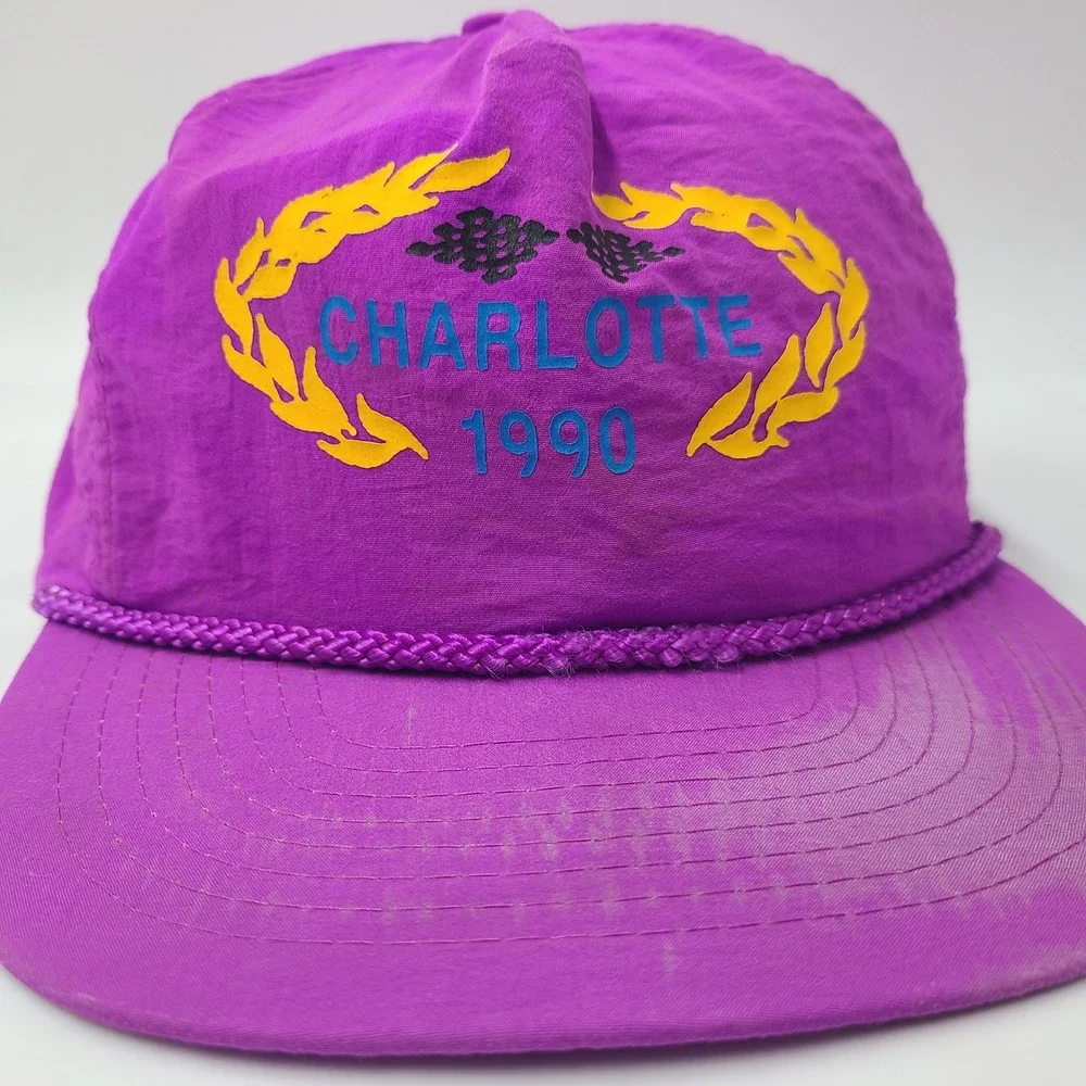Vintage Charlotte‎ Motor Speedway Hat Adjustable Purple Rope 1990 Racing 90s Men